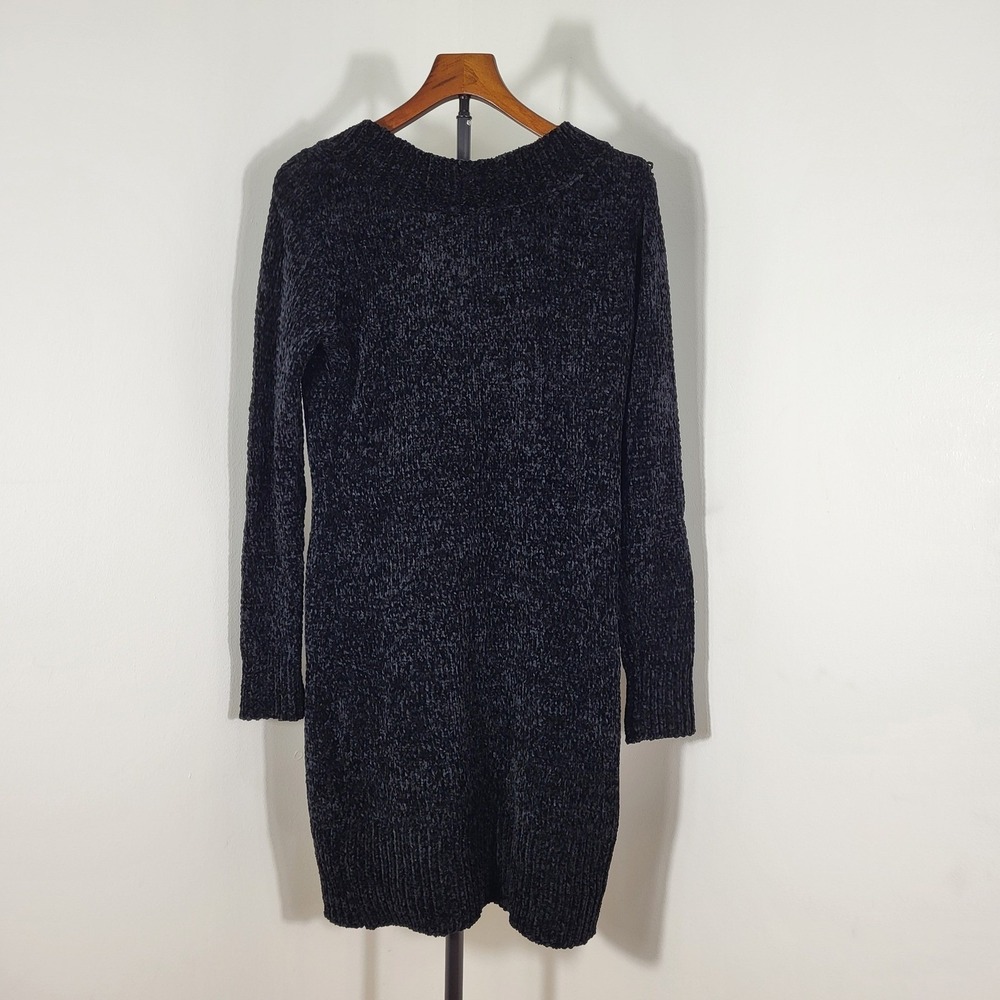 NWT Panhandle Black Chenille LS Tunic Dress V-Neck Long Sleeve LWD2R02406 S